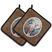 "Caroline's Treasures Chinese Crested Pair of Pot Holders 7052PTHD, 7.5HX7.5W, Multicolor"