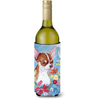 Chihuahua in flowers Wine Bottle Beverage Insulator Beverage Insulator Hugger