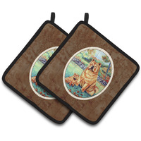 "Caroline's Treasures Chow Momma's Love Pair of Pot Holders 7057PTHD, 7.5HX7.5W, Multicolor"
