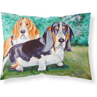 "Caroline's Treasures 7061PILLOWCASE Basset Hound Double Trouble Moisture Wicking Fabric Standard Pillowcase, Large, Multicolor"