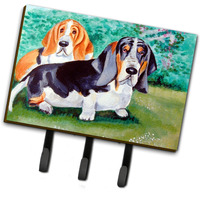 "Caroline's Treasures 7061TH68 Basset Hound double Trouble Leash Holder or Key Hook, Large, Multicolor"