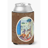 "Caroline's Treasures 7068CC Lady With Her Boxer Can Or Bottle Hugger, Multicolor"
