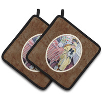 "Caroline's Treasures Lady with Her Papillon Pair of Pot Holders 7069PTHD, 7.5HX7.5W, Multicolor"