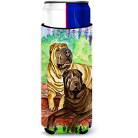 Shar Pei Fawn and Chocolate Ultra Beverage Insulators for slim cans 7070MUK