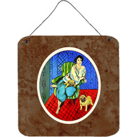 "Caroline's Treasures Lady with her Fawn Pug Wall or Door Hanging Prints 7072DS66, 6HX6W, Multicolor"