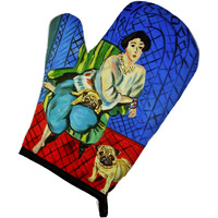 "Caroline's Treasures 7072OVMT Lady with Her Fawn Pug Oven Mitt, 12"" by 8.5"", Multicolor"