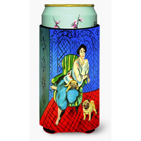 Lady with her  Pug  Tall Boy Beverage Insulator Beverage Insulator Hugger