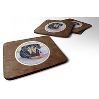 "Caroline's Treasures 7076FC Black And Cream Dachshund Foam Coasters (Set of 4), 3.5"", Multicolor"
