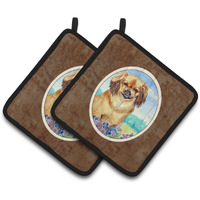 "Caroline's Treasures Tibetan Spaniel Pair of Pot Holders 7078PTHD, 7.5HX7.5W, Multicolor"