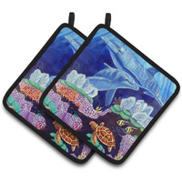 "Caroline's Treasures Dolphin Under The Sea Pair of Pot Holders 7080PTHD, 7.5HX7.5W, Multicolor"