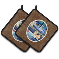 "Caroline's Treasures Shih Tzu double Trouble Pair of Pot Holders 7082PTHD, 7.5HX7.5W, Multicolor"