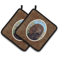 "Caroline's Treasures Irish Water Spaniel Pair of Pot Holders 7089PTHD, 7.5HX7.5W, Multicolor"