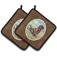 "Caroline's Treasures Chocolate Labrador Puppy Pair of Pot Holders 7090PTHD, 7.5HX7.5W, Multicolor"
