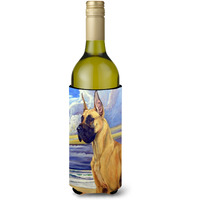 Fawn Great Dane at the beach Wine Bottle Beverage Insulator Beverage Insulator Hugger