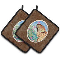 "Caroline's Treasures Shar Pei Smell The Flowers Pair of Pot Holders 7105PTHD, 7.5HX7.5W, Multicolor"