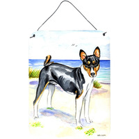 "Caroline's Treasures Tricolor Basenji at the Beach Aluminium Metal Wall or Door Hanging Prints, 16"" x 12"", Multicolor"