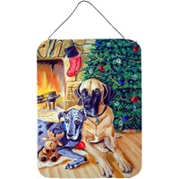 "Caroline's Treasures Harlequin and Blue Great Danes Under the Christmas Tree Wall Hanging Prints, 16"" x 12"", Multicolor"