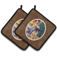 "Caroline's Treasures Fawn & Blue Great Dane Waiting On Christmas Pair of Pot Holders 7111PTHD, 7.5HX7.5W, Multicolor"