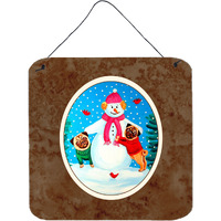 "Caroline's Treasures Pug Winter Snowman Wall or Door Hanging Prints 7115DS66, 6"" x 6"", Multicolor"