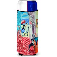 Lady with her Boston Terrier Ultra Beverage Insulators for slim cans 7120MUK
