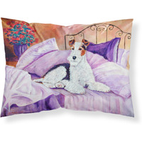 "Caroline's Treasures 7121PILLOWCASE Fox Terrier Waiting On Mom Moisture Wicking Fabric Standard Pillowcase, Large, Multicolor"