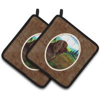 "Caroline's Treasures Sussex Spaniel Pair of Pot Holders 7122PTHD, 7.5HX7.5W, Multicolor"