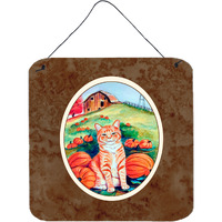 "Caroline's Treasures Tabby Cat in Pumpins Wall or Door Hanging Prints 7123DS66, 6HX6W, Multicolor"