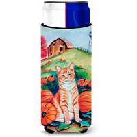 Tabby Cat in Pumpins Ultra Beverage Insulators for slim cans 7123MUK