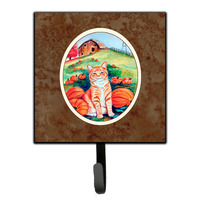 "Caroline's Treasures Tabby Cat in Pumpins Leash or Key Holder 7123SH4, Small, Multicolor"