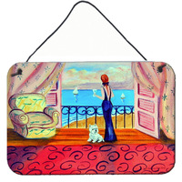 "Caroline's Treasures Westie with Mom and a View Aluminum Metal Wall or Door Hanging Prints, 8 x 12"""