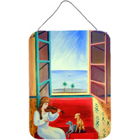 "Caroline's Treasures Italian Greyhounds with Mom and Violin Metal Wall or Door Hanging Prints, 16"" x 12"", Multicolor"