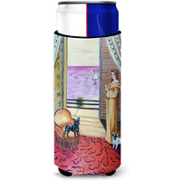 French Bulldog and lady Ultra Beverage Insulators for slim cans 7128MUK