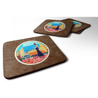 "Caroline's Treasures 7133FC Lady With Her Pug Foam Coasters (Set of 4), 3.5"", Multicolor"