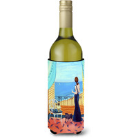 Lady with her Pug Wine Bottle Beverage Insulator Beverage Insulator Hugger