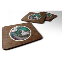 "Caroline's Treasures 7142FC Bird-Egret Foam Coasters (Set of 4), 3.5"", Multicolor"