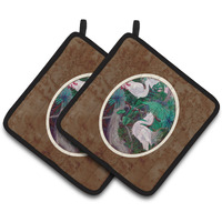 "Caroline's Treasures Bird - Egret Pair of Pot Holders 7142PTHD, 7.5HX7.5W, Multicolor"