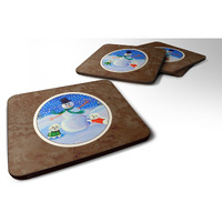 "Caroline's Treasures 7145FC Snowman Bichon Frise Foam Coasters (Set of 4), 3.5"", Multicolor"