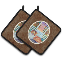 "Caroline's Treasures Collie Pair of Pot Holders 7147PTHD, 7.5HX7.5W, Multicolor"