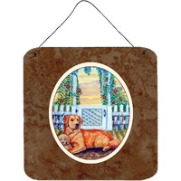"Caroline's Treasures Golden Retriever and puppy at the fence Wall or Door Hanging Prints 7148DS66, 6HX6W, Multicolor"