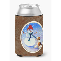"Caroline's Treasures 7156CC Snowman With Fox Terrier Can Or Bottle Hugger, Multicolor"
