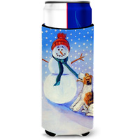 Snowman with  Fox Terrier Ultra Beverage Insulators for slim cans 7156MUK