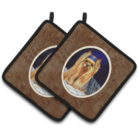 "Caroline's Treasures Yorkie Pair of Pot Holders 7157PTHD, 7.5HX7.5W, Multicolor"