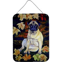 "Caroline's Treasures Old Fawn Pug in Fall Aluminium Metal Wall or Door Hanging Prints, 16"" x 12"", Multicolor"