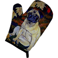"Caroline's Treasures 7160OVMT Fawn Pug in Fall Leaves Oven Mitt, 12"" by 8.5"", Multicolor"