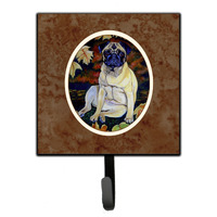 "Caroline's Treasures Fawn Pug in Fall Leaves Leash or Key Holder 7160SH4, Small, Multicolor"