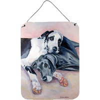 "Caroline's Treasures Harlequin and Bule Natural Great Danes Metal Wall or Door Hanging Prints, 16"" x 12"", Multicolor"