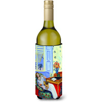 Caroline's Treasures 7166LITERK Lady with her Pug Wine Bottle Beverage Insulator Hugger, Multicolor