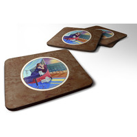 "Caroline's Treasures 7167FC Lady With Her Westie Foam Coasters (Set of 4), 3.5"", Multicolor"