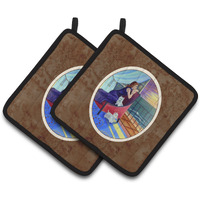 "Caroline's Treasures Lady with Her Westie Pair of Pot Holders 7167PTHD, 7.5HX7.5W, Multicolor"