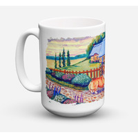 "Caroline's Treasures 7168CM15 Pembroke Corgi At The Cottage Microwavable Ceramic Coffee Mug, 15 oz, Multicolor"